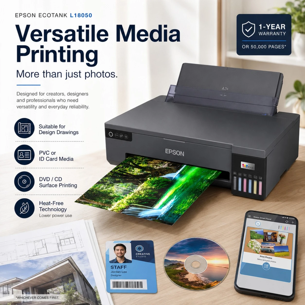 Epson Ecotank L18050 A3 Ink Tank Printer For 6 Colour Photo Printing view 3